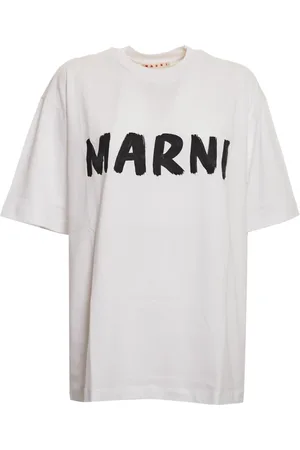 Marni Top, Dame, Hvid, 2XS, Uld, Hvid Choker Halsudskæring Logo Print Tee
