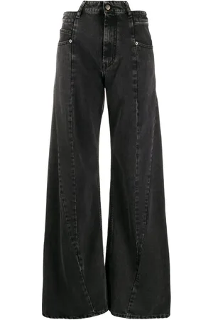 Maison Margiela Jeans, Dame, Sort, S, Bomuld, Sorte Brede Ben Højtaljede Jeans