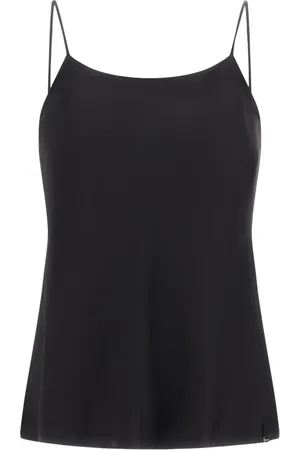 HERNO Top, Dame, Sort, L, Satin, Sort Crêpe Satin Camisole Topwear