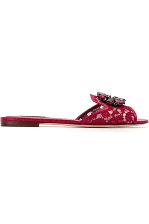 Dolce & Gabbana Sko, Dame, Rød, 35 EU, Røde Sandaler med Krystalpynt