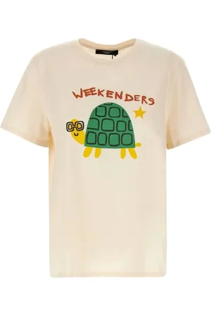 Max Mara Top, Dame, , XL, Bomuld, Kortærmet Nervi T-shirt Elfenben