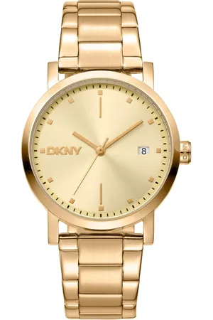 DKNY Tilbehør, Dame, Gul, ONE SIZE, Elegant Analog Quartz Watch med Dato