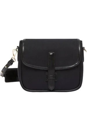 Max Mara Taske, Dame, Sort, ONE SIZE, Uld, Stilfuld Stof Skuldertaske med Læderdetaljer