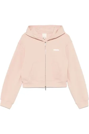 Emporio Armani Sweathshirts & Hoodies, Dame, Lyserød, L, Uld, Lyserød Sweater med Lynlås