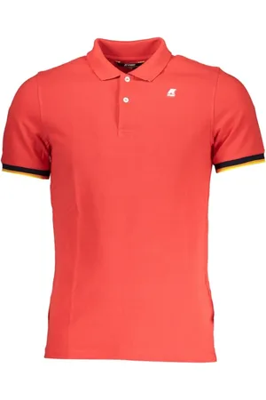 K-Way Top, Herre, Rød, 2XL, Bomuld, Elegant Pink Polo Shirt med Kontrastdetaljer