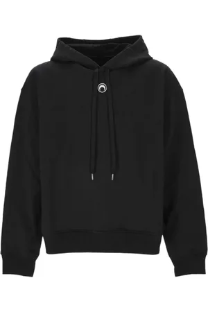 Marine Serre Sweathshirts & Hoodies, Dame, Sort, S, Bomuld, Sort Moon Logo Fleece Hoodie