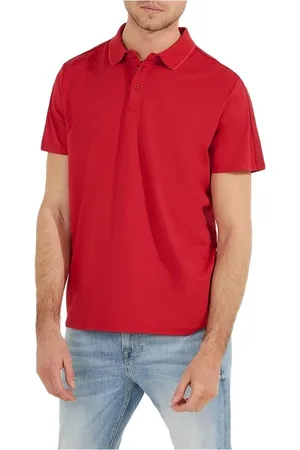 Guess Top, Herre, Rød, XS, Polo Shirt med Logo og Knappedetalje