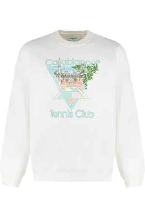 Casablanca Sweathshirts & Hoodies, Herre, Hvid, S, Bomuld, Bomuld Crew-Neck Sweatshirt