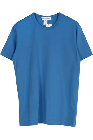 Comme des Garçons Top, Herre, Blå, L, Bomuld, Blå Logo Kortærmet Bomuld T-Shirt