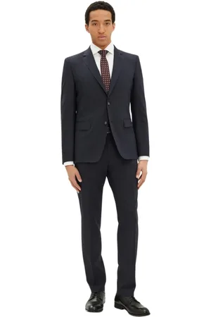 HUGO BOSS Jakkesæt, Herre, Blå, XL, Uld, Slim Fit Ulddragt Mørkeblå