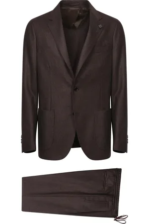 LARDINI Jakkesæt, Herre, Brun, S, Uld, Brun Dragt Elegant Stil