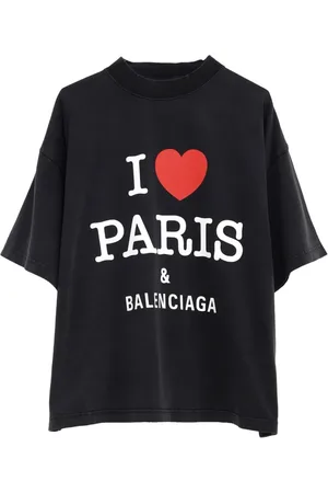 Balenciaga Top, Dame, Sort, M, Sort Logo Print Crew Neck T-shirt