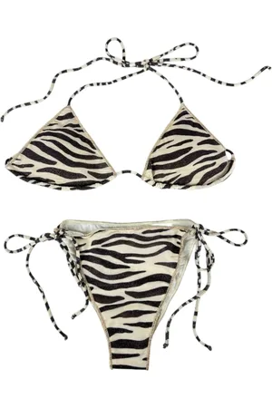 MC2 SAINT BARTH Badetøj, Dame, , S, Polyester, Zebra Lurex Trekant Bikini Havet Tøj