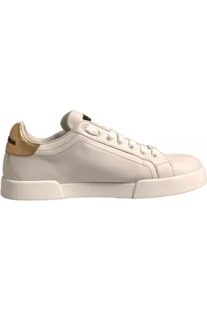 Dolce & Gabbana Sko, Herre, Hvid, 43 1/2 EU, Uld, Hvide Crown Patch Portofino Sneakers