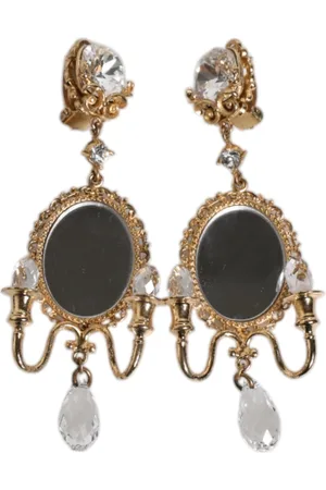 Dolce & Gabbana Tilbehør, Dame, Gul, ONE SIZE, Uld, Barokstil Krystal Spejløreringe