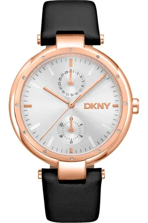 DKNY Tilbehør, Dame, Sort, ONE SIZE, Læder, Elegant Chronograph Læderur
