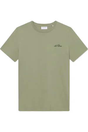 Les Deux Top, Herre, Grøn, S, Bomuld, Broderet Rund Hals Kortærmet T-shirt