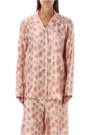 Marni Bluser & Skjorter, Dame, Flerfarvet, S, Luksus Silke Pyjamas Skjorte Lyserød Abstrakt