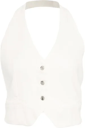 Liu Jo Jakke, Dame, Hvid, M, Denim, Hvid Denim Blazer med Rhinestone Detaljer