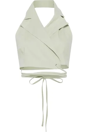 ERIKA CAVALLINI Top, Dame, , XS, Linned, Krydset viskose og linnedvest med brede revers
