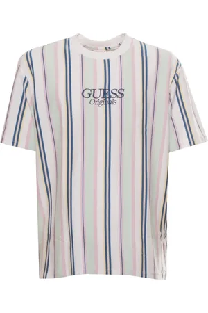 Guess Top, Herre, Hvid, XS, Stribet Logo T-shirt