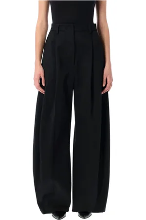 Thelatest Bukser, Dame, Sort, S, Bomuld, Sorte Wide-Leg Bomuld Bukser