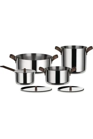 Alessi Home, unisex, Grå, ONE SIZE, 7-Delt Stål/Brunt Kogesæt