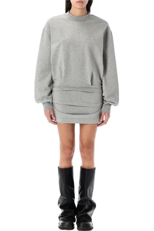 The Attico Kjole, Dame, Grå, XS, Bomuld, Grå Melange Fleece Mini Kjole