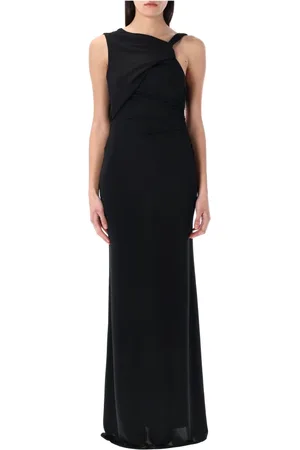 Andamane Kjole, Dame, Sort, 2XS, Polyester, Sort Draperet Maxi Kjole