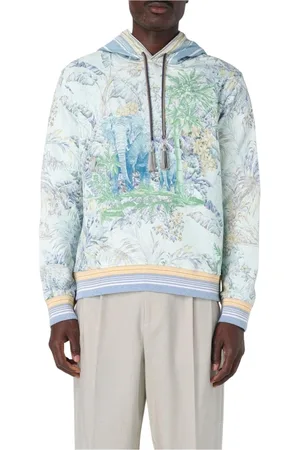 Etro Sweathshirts & Hoodies, Herre, Flerfarvet, M, Bomuld, Elefant Tropisk Hættetrøje