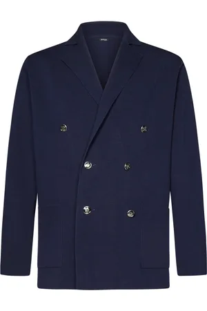 Kiton Jakke, Herre, Blå, XL, Bomuld, Blå Dobbeltbrystet Blazer Overbeklædning