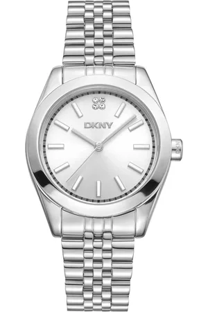 DKNY Tilbehør, Dame, Grå, ONE SIZE, Elegant Stålrem Dameur