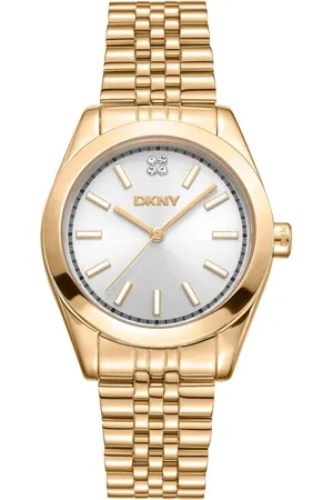 DKNY Tilbehør, Dame, Gul, ONE SIZE, Elegant Quartzur med Deployante Rem