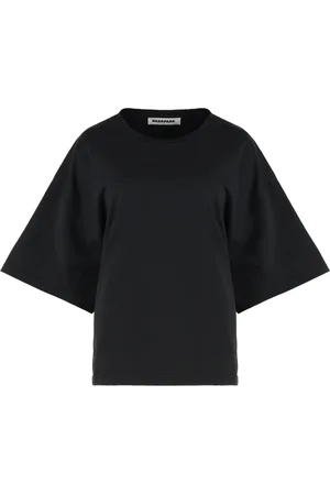 DARKPARK Top, Dame, Sort, S, Bomuld, Bomuld crew-neck T-shirt med draperet ryg