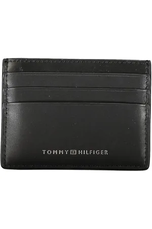 Tommy Hilfiger Tilbehør, Herre, Sort, ONE SIZE, Læder, Elegant sort læderkortholder med kontrastdetalje