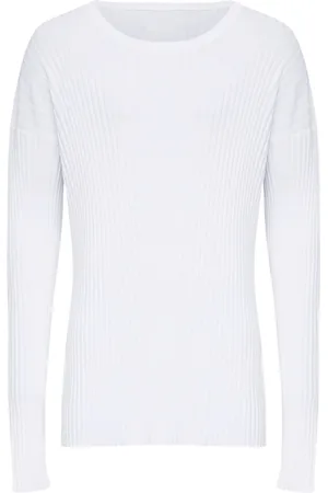 Maison Margiela Strik, Dame, Hvid, M, Uld, Hvid Crewneck Sweater