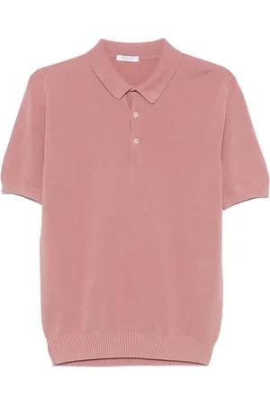 Boglioli Top, Herre, Lyserød, L, Bomuld, Honeycomb Texture Short-Sleeved Polo Shirt