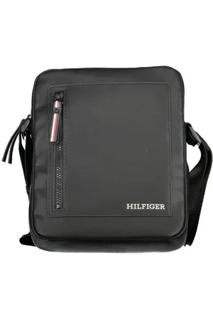 Tommy Hilfiger Taske, Herre, Sort, ONE SIZE, Uld, Sort Skuldertaske med Justerbar Strop