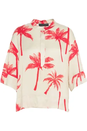Kaos Bluser & Skjorter, Dame, Flerfarvet, S, Satin, Beige Satin Bluse Mandarin Krave