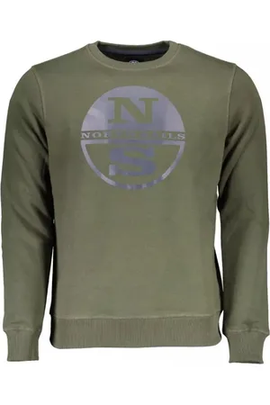 North Sails Sweathshirts & Hoodies, Herre, Grøn, L, Bomuld, Grøn Bomuldssweater med Logo Print