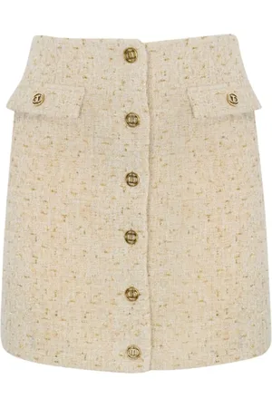 Twin-Set Nederdel, Dame, , M, Tweed, Kort Tweed Nederdel Elfenben