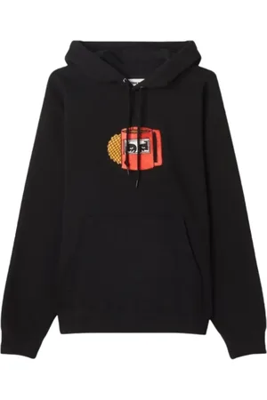 Obey Sweathshirts & Hoodies, Herre, Sort, S, Bomuld, Sort Bomuldshættetrøje med Broderet Logo