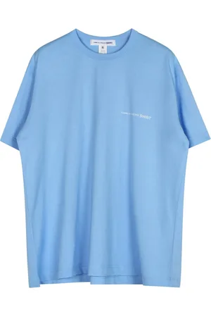 Comme des Garçons Top, Herre, Blå, M, Bomuld, Blå Logo Kortærmet Bomuld T-shirt