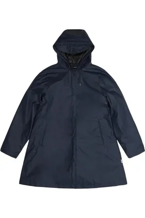 Rains Jakke, Dame, Blå, S, Navy A-line Vandtæt Jakke med Hætte