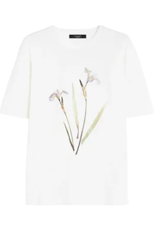 Max Mara Top, Dame, Hvid, S, Bomuld, Blomsterprint Radura T-shirt