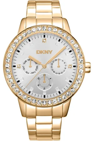 DKNY Tilbehør, Dame, Gul, ONE SIZE, Elegant Chronograph Quartz Watch med Deployant Fastening