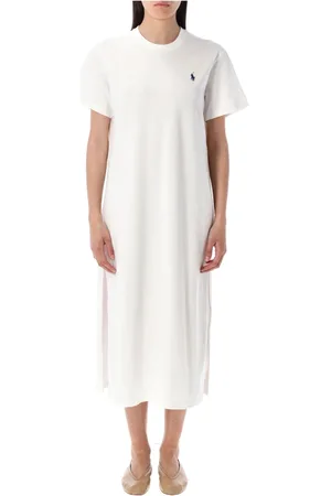 Ralph Lauren Kjole, Dame, Hvid, M, Bomuld, Dametøj Kjole Hvid Ss25