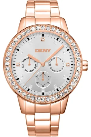 DKNY Tilbehør, Dame, Gul, ONE SIZE, Uld, Elegant Chronograph Quartz Watch med Deployante Fastening