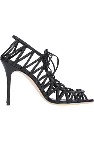 Manolo Blahnik Sko, Dame, Sort, 36 1/2 EU, Læder, Sorte Lædersandaler Elegant Stil