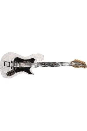 Dolce & Gabbana Tilbehør, Dame, Gul, ONE SIZE, Uld, Guld Messing Logo Perle Guitar Broche